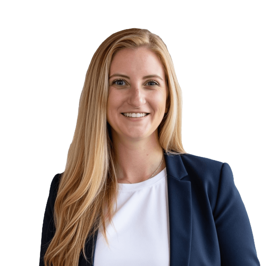 Jessica Logel, psychiatric nurse practitioner, in a navy blazer